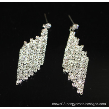 High Quality Promotion Bridal Elegant Silver Hanging Crystal Stud Earrings